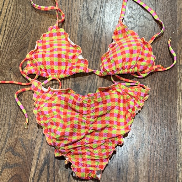 PQ Swim Multicolor Checkered Bikini.  S/M great condition - Picture 2 of 3